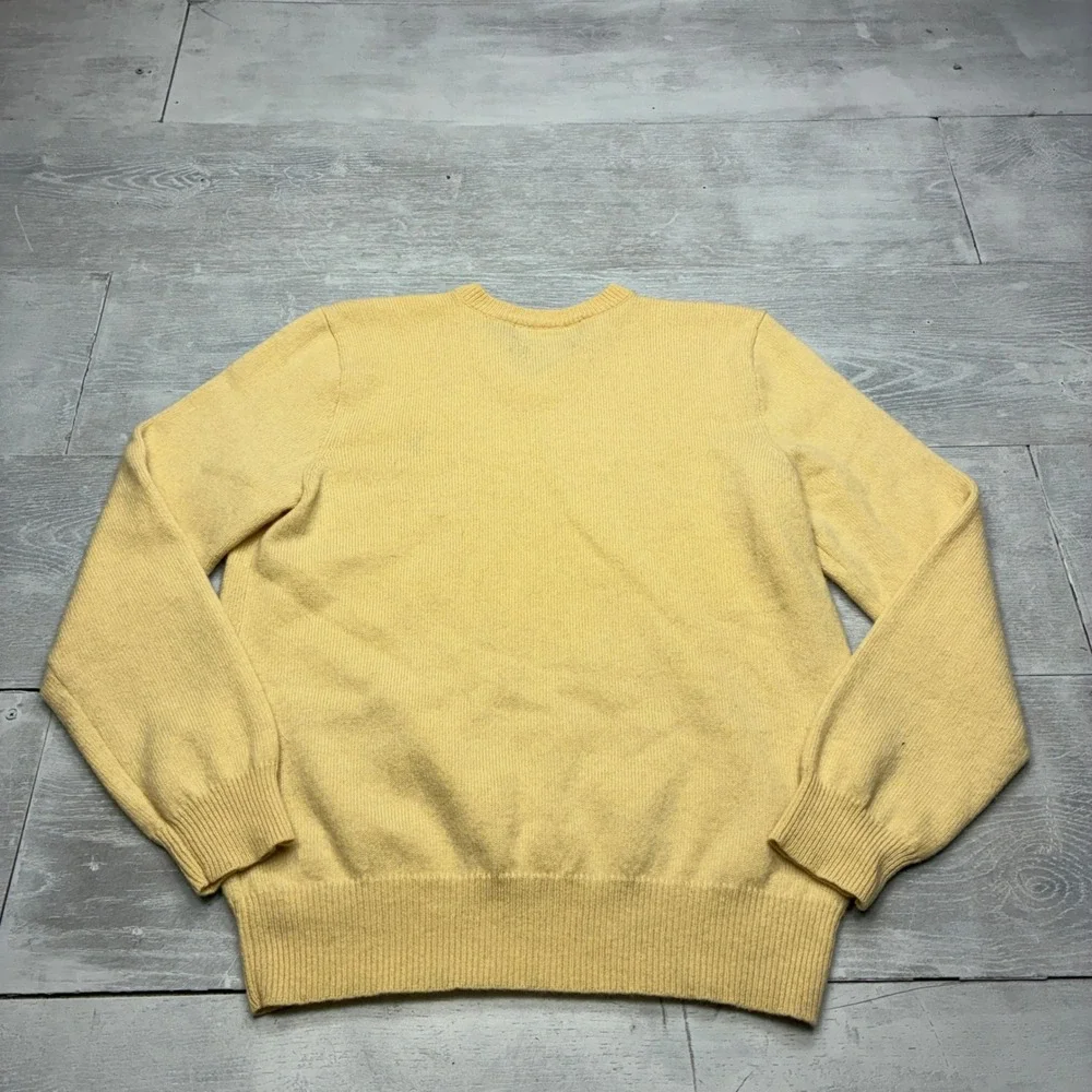 Polo Ralph Lauren V-Neck Sweater Mens Medium Yellow Lambswool Italian Yarn Pony
